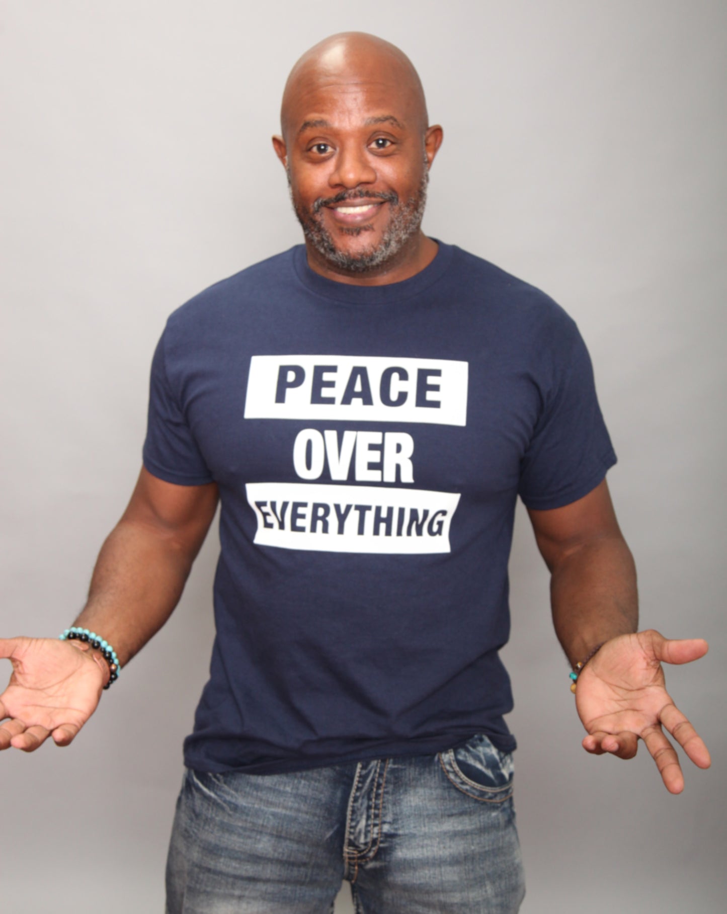 UNSHAKEN NAVY-Peace Over Everything Tee