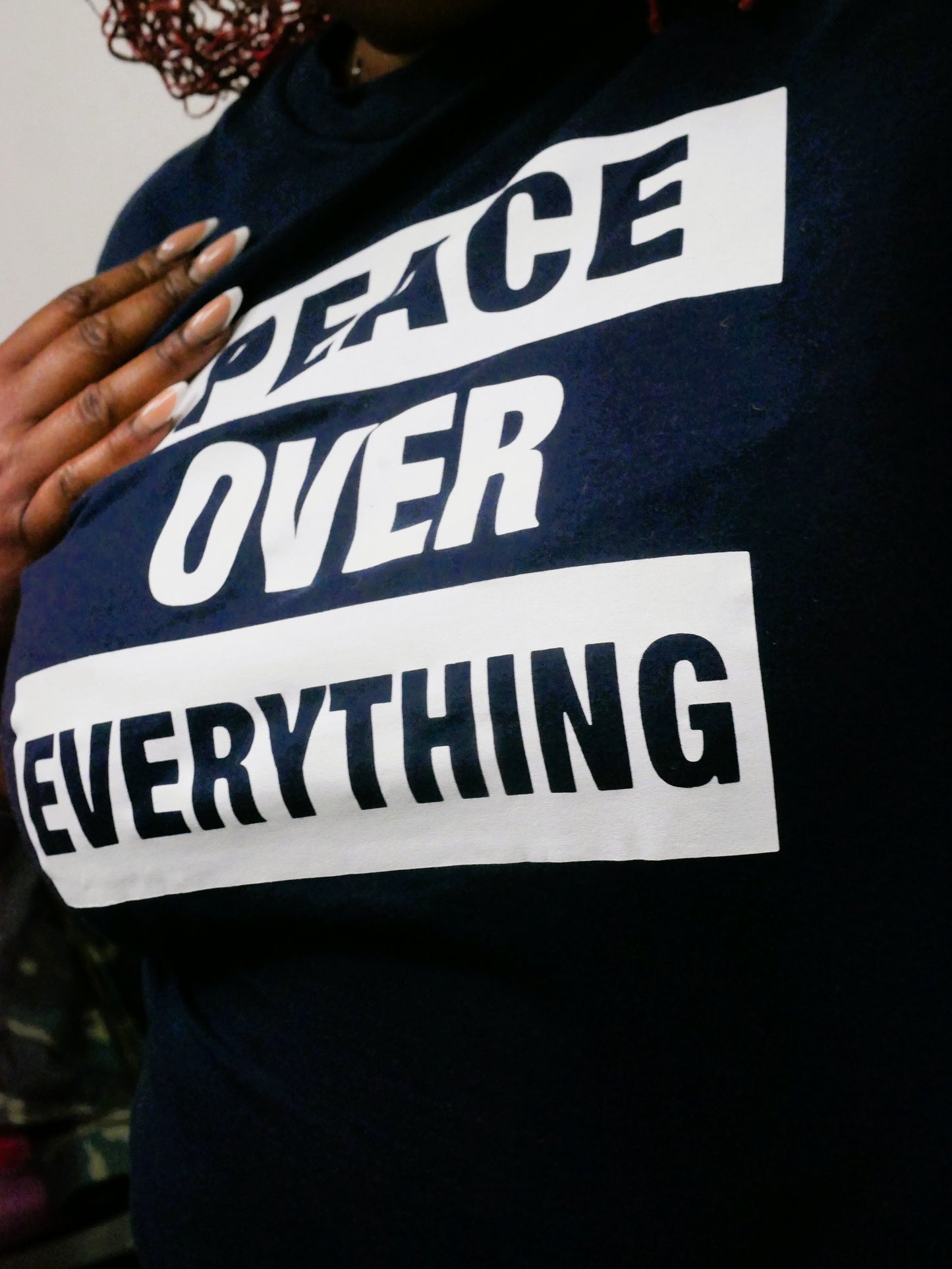 UNSHAKEN NAVY-Peace Over Everything Tee