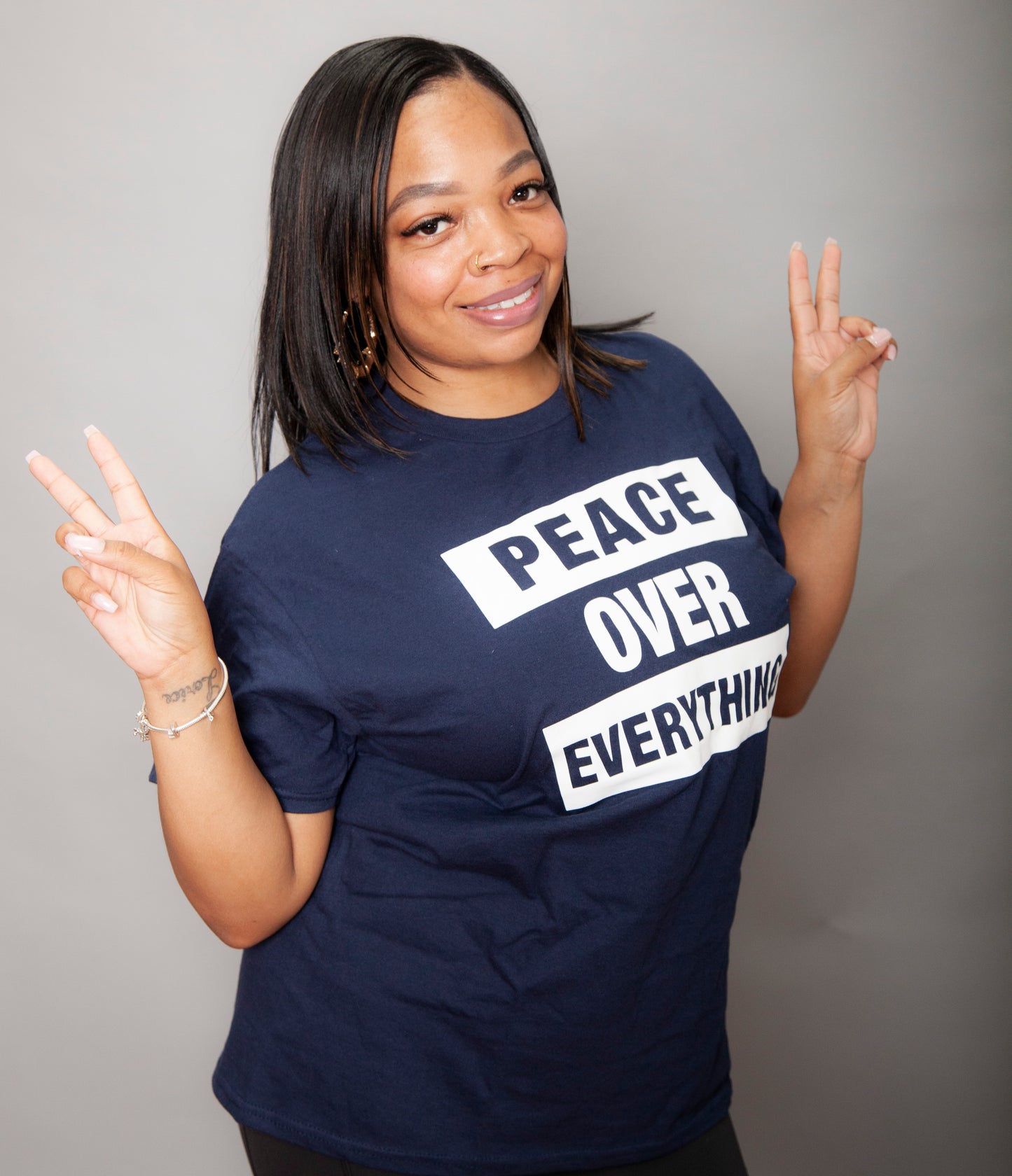 UNSHAKEN NAVY-Peace Over Everything Tee