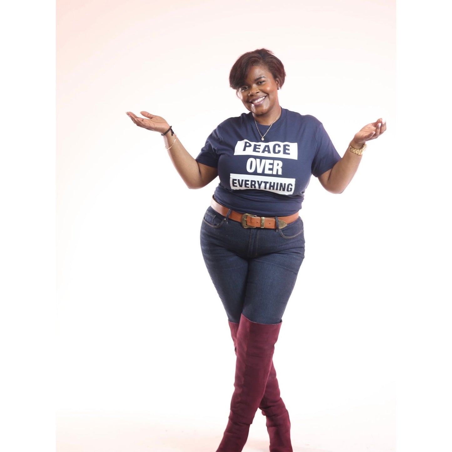 UNSHAKEN NAVY-Peace Over Everything Tee