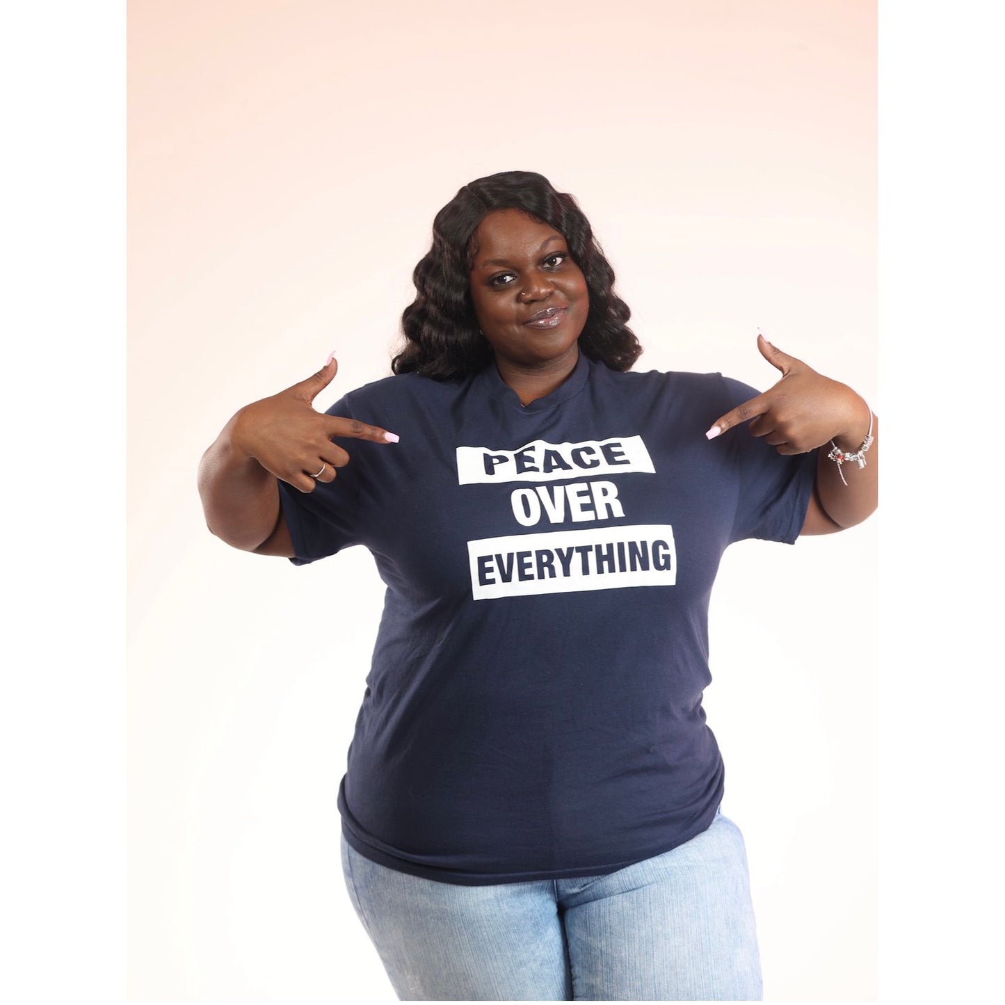 UNSHAKEN NAVY-Peace Over Everything Tee