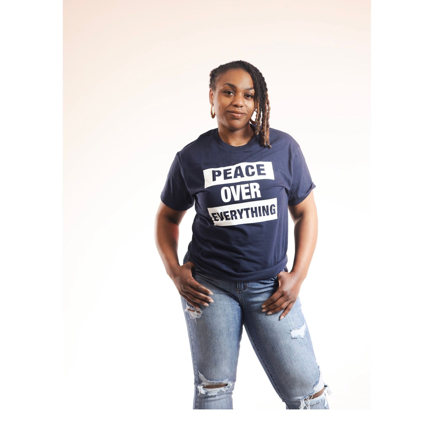 UNSHAKEN NAVY-Peace Over Everything Tee